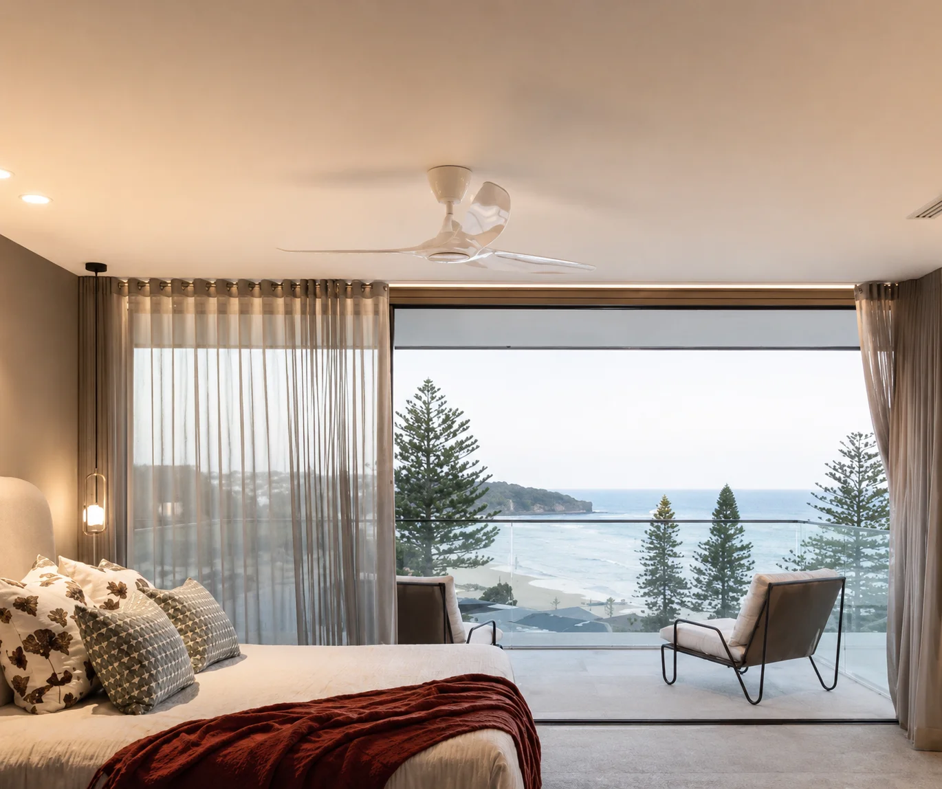 Freshly painted bedroom with ocean views at Freshwater on Sydney's Northern Beaches